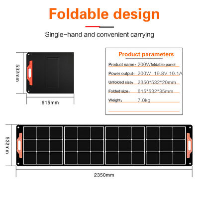 Panel solar portátil monocristalino módulos solares de 200W para acampar al aire libre