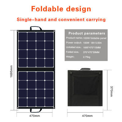 Módulo solar portátil al aire libre 24V 100w Panel solar plegable para viajar