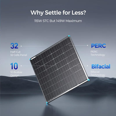 115 Watt 12 Volt Panel solar rígido Modulo solar monocristalino Celular de energía