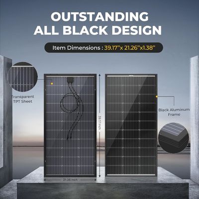 100 vatios panel solar rígido célula de módulo monocristalino 12 voltios 9BB