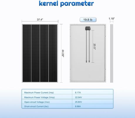 Celdas de paneles solares sólidos monocristalinos fotovoltaicos 12V 180W Compacto