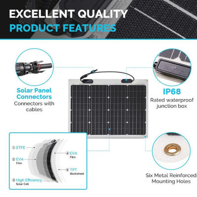 Panel solar monocristalino flexible semiflexible de 12 voltios para autocaravanas marinas 4WD