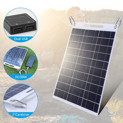 Panel solar portátil de silicio policristalino plegable para senderismo módulo solar de 30W
