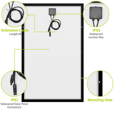 Panel solar monocristalino flexible de 250W de 15V para vehículos recreativos marinos