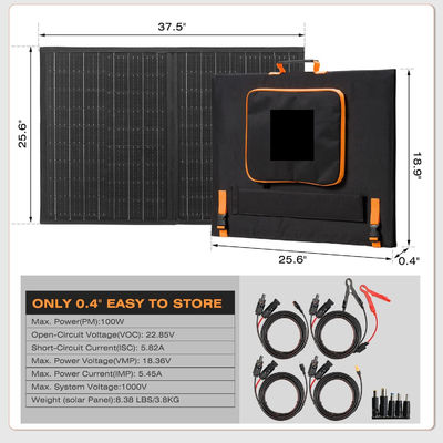 100W fuera de la red cargador solar plegable Kit de paneles solares portátiles para acampar