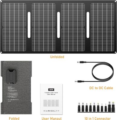 Panel solar portátil de 40W 15V toma de corriente continua para excursiones al aire libre