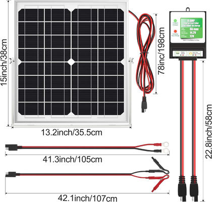 20W 12V panel solar cargador de batería mantenedor de goteo para motocicleta automotriz