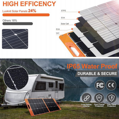 Paquete de sistema solar plegable de RV de 100W fuera de la red para acampar y caminar