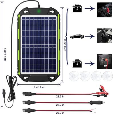 10W 12V Cargador de batería solar resistente al agua mantenedor para auto barco RV marina