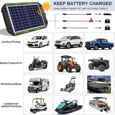 10W 12V Cargador de batería solar resistente al agua mantenedor para auto barco RV marina