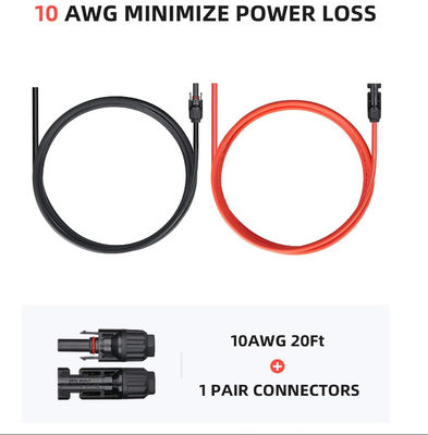 10AWG Cables de extensión fotovoltaicos Accesorios para paneles solares portátiles