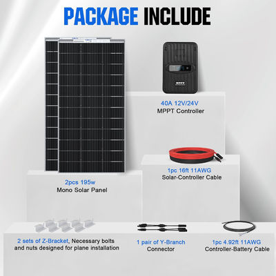 Kit de paneles solares monocristalinos MPPT desconectado de la red 400 Watt 12V