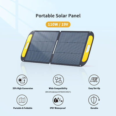 Panel solar híbrido mono portátil 110W 19V IP67 a prueba de agua