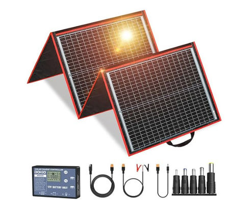 FT160 Sistema de cargador de células solares portátiles flexibles 160W 18V con ABS negro