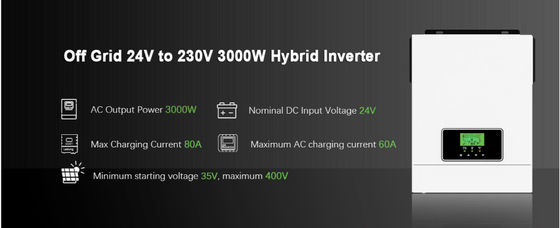 FT3000 Inversor híbrido solar 3200WConstruido en 80A MPPT Controlador de carga solar con blanco