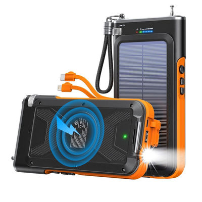 Banco de energía de cargador solar portátil inalámbrico con radio FM 20000mAh