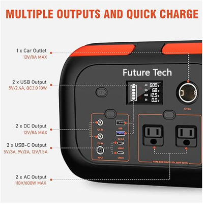 FTMB600 Conjunto de central eléctrica portátil de 300W,600W Banco de baterías de litio de respaldo