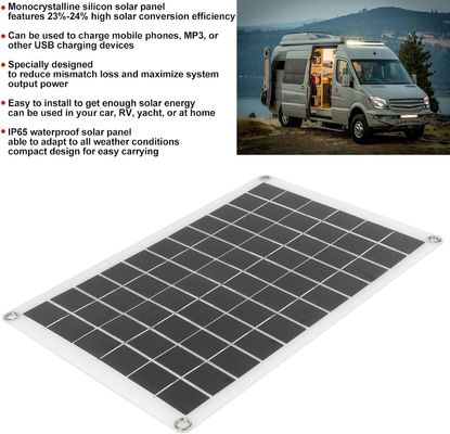 Panel solar portátil ligero con célula monocristalina de 100W 12/24V salida USB