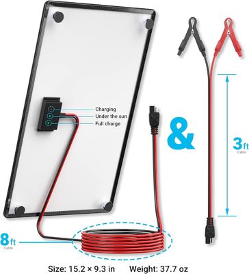 10W 12V cargador de batería solar magnética de goteo mantenedor impermeable para barco