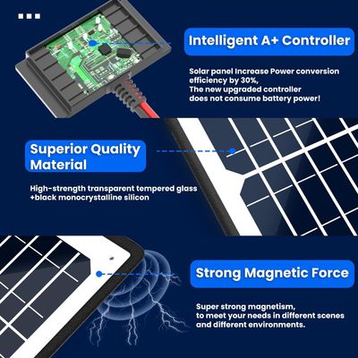 10W 12V cargador de batería solar magnética de goteo mantenedor impermeable para barco