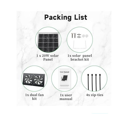 FTB20 Kit de paneles solares al aire libre con ventilador de escape para gallinas IP65 a prueba de agua