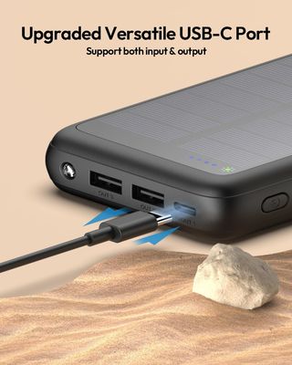 Cargador solar portátil USB C de 27000 mAh para tabletas de teléfonos celulares
