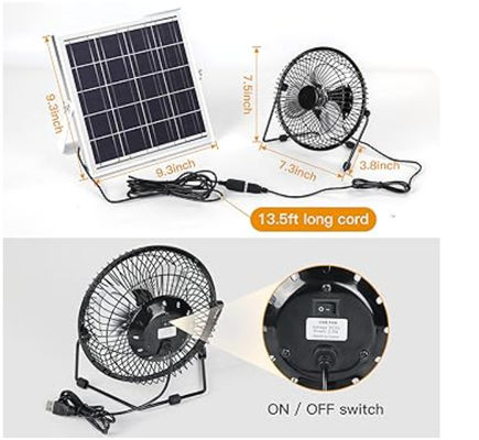 FTB10 Panel Solar Ventilador de escape 6 pulgadas Ventilador con energía solar Alto flujo de aire 2000RPM 36dB