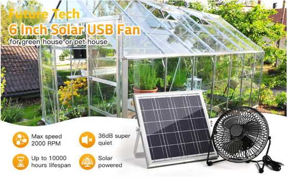 FTB10 Panel Solar Ventilador de escape 6 pulgadas Ventilador con energía solar Alto flujo de aire 2000RPM 36dB