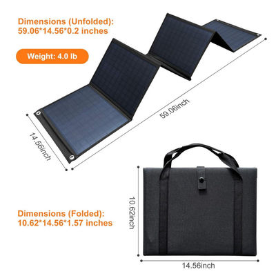Panel solar plegable de alta eficiencia de 60W con 5V USB para acampar, teléfono celular