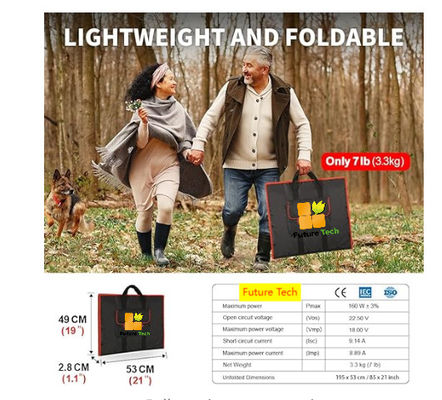 FT60 Panel solar plegable de 60w Cargador mantel impermeable IP65 con negro